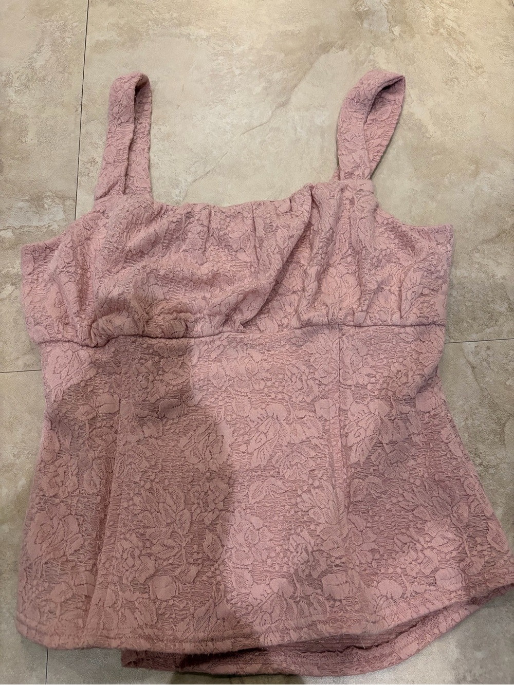 Women's Lace Square-Neck Tank Top in Dusty Rose